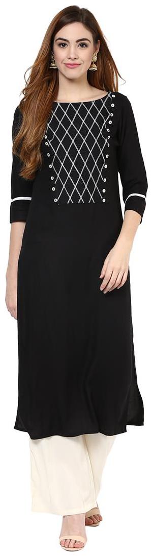 

Jaipur Kurti Women Black Printed Straight Kurta With Palazzo And Dupatta