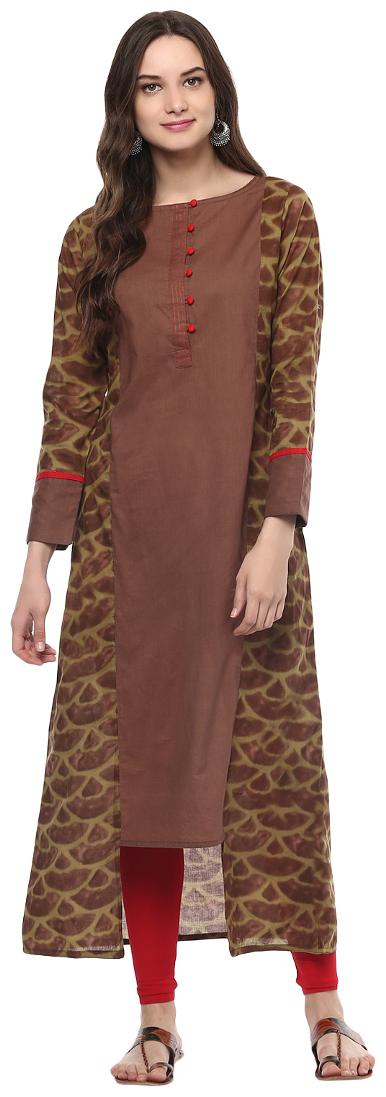 

Jaipur Kurti Women Brown Printed Straight Kurti