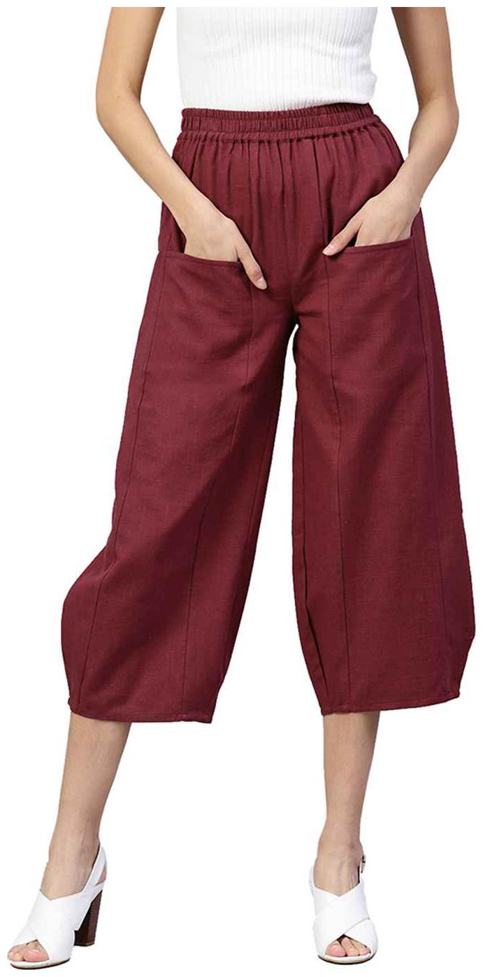 

Jaipur Kurti Women Maroon Regular fit Regular trousers