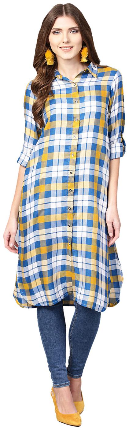 

Jaipur Kurti Women Blue Printed Straight Kurta