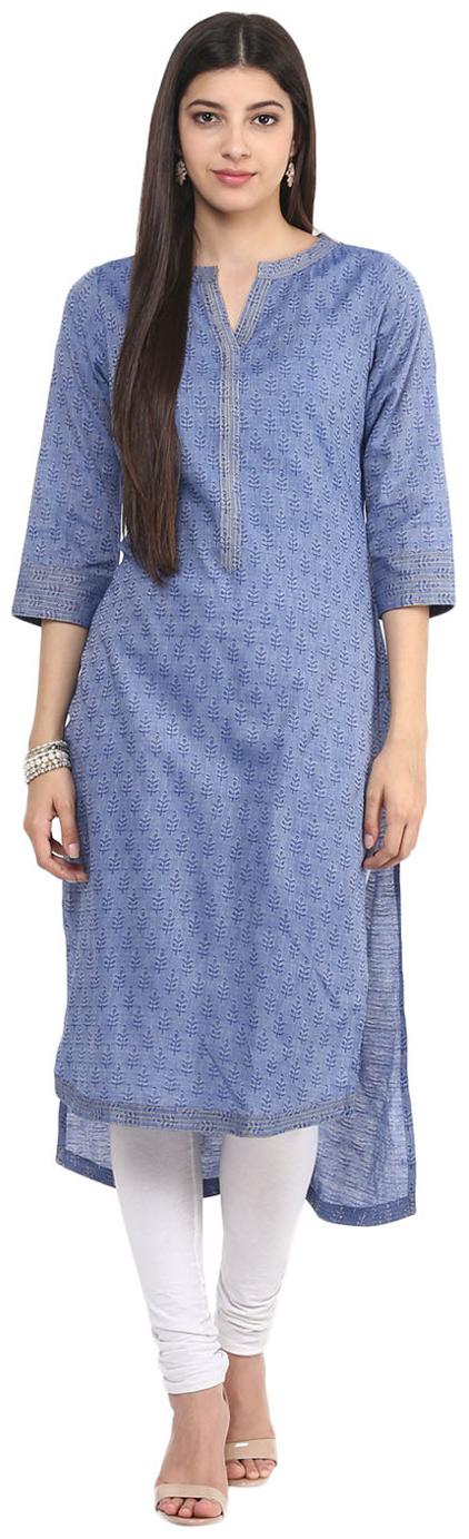 

Jaipur Kurti Women Blue Embroidered Straight Kurta
