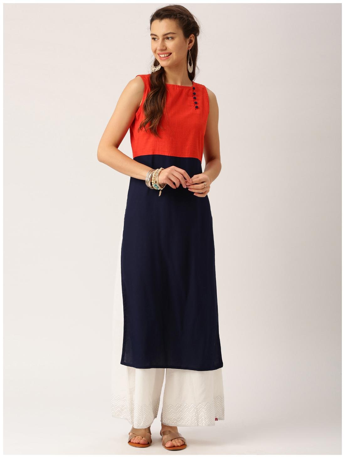 

Jaipur Kurti Women Blue Solid Straight Kurti