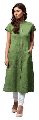 

Jaipur Kurti Women Olive Solid A-Line Cotton Kurta