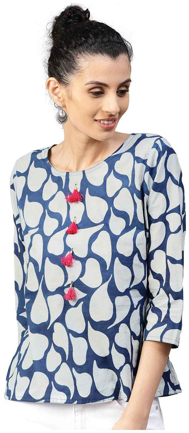 

Jaipur Kurti Women Printed Fusion top - Blue