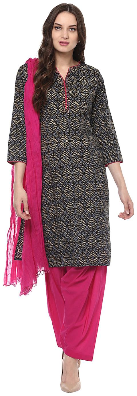 

Jaipur Kurti Women Blue Geometric Straight Kurta With Salwar