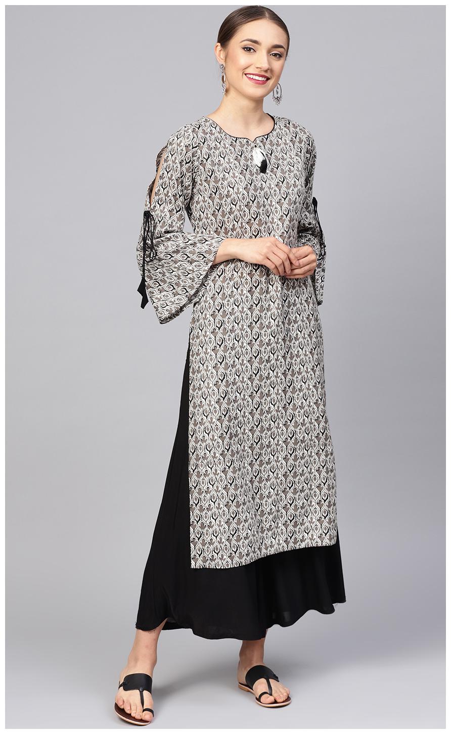

Jaipur Kurti Women Grey Printed Straight Kurta