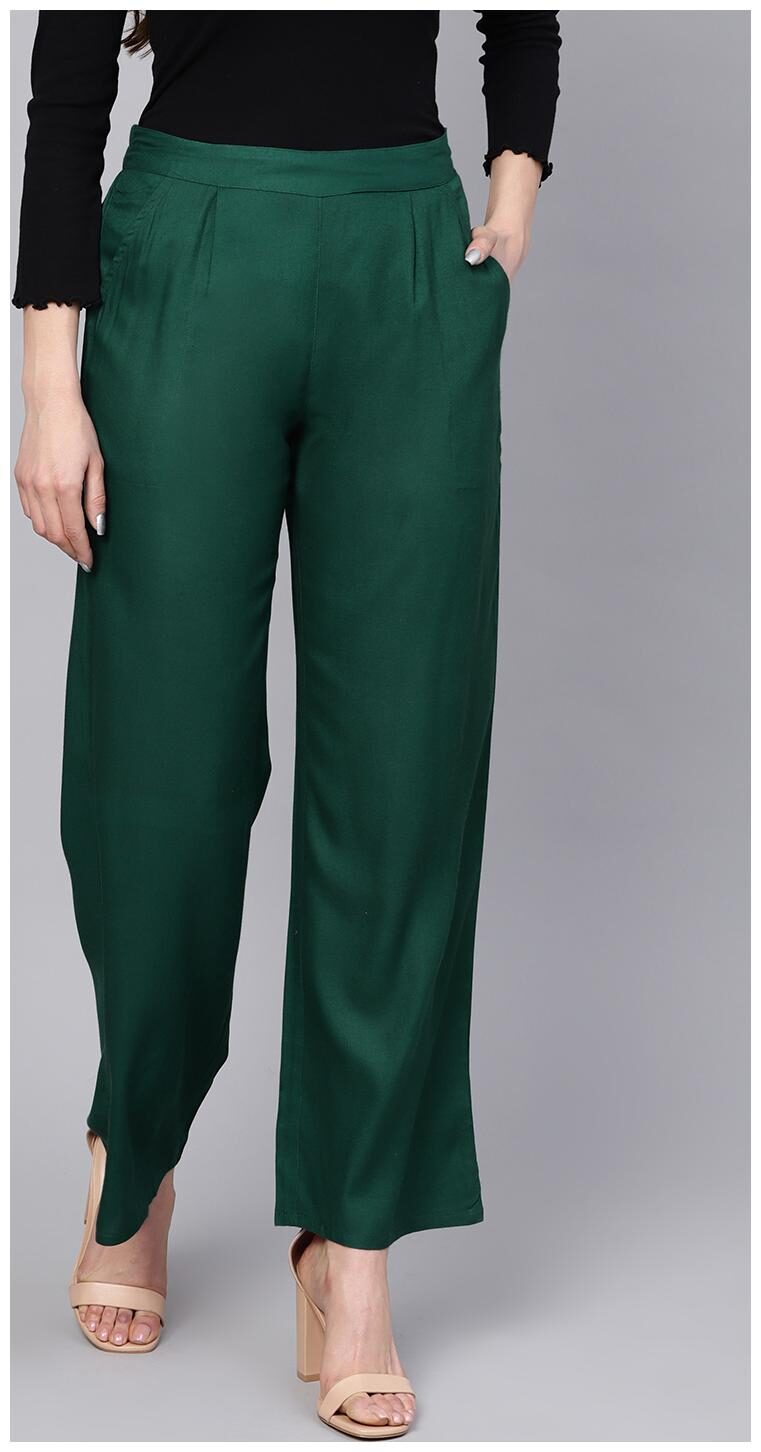 

Jaipur Kurti Green Solid Straight Palazzo