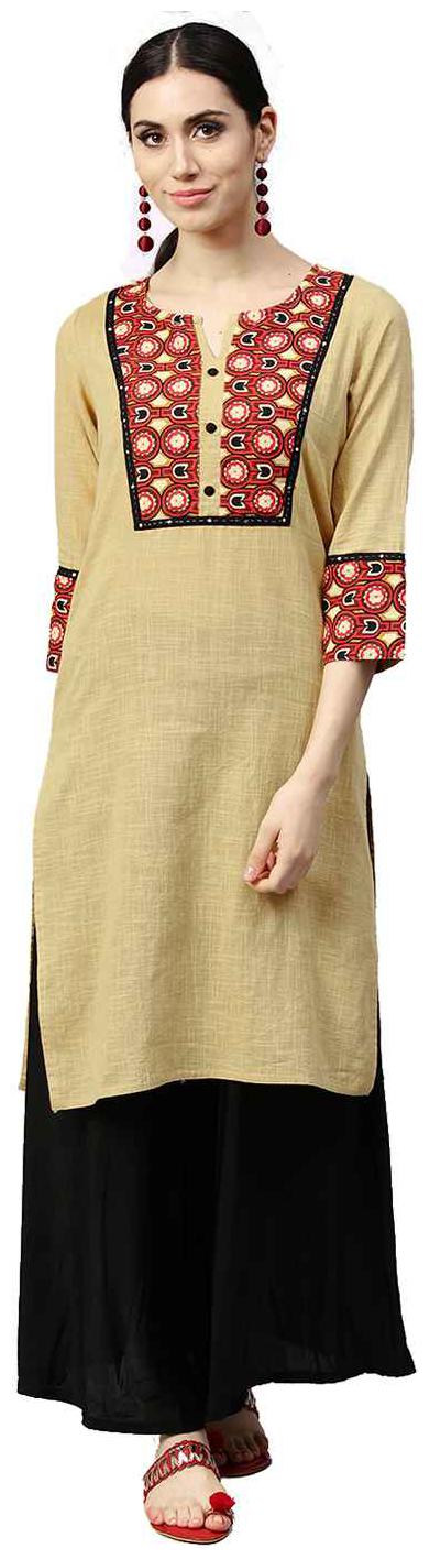 

Jaipur Kurti Women Beige Printed Straight Kurta
