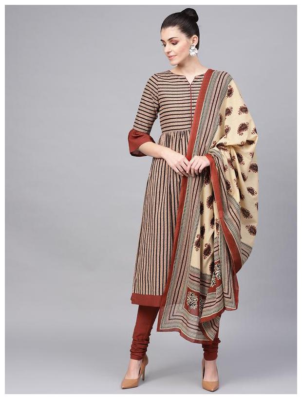 

Jaipur Kurti Cotton Suit Set Beige