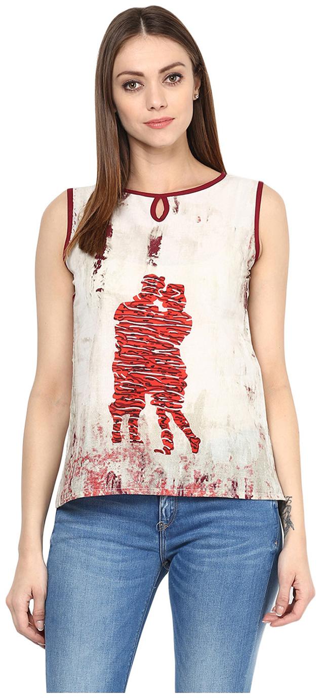 

Jaipur Kurti Women White Abstract Straight Kurti