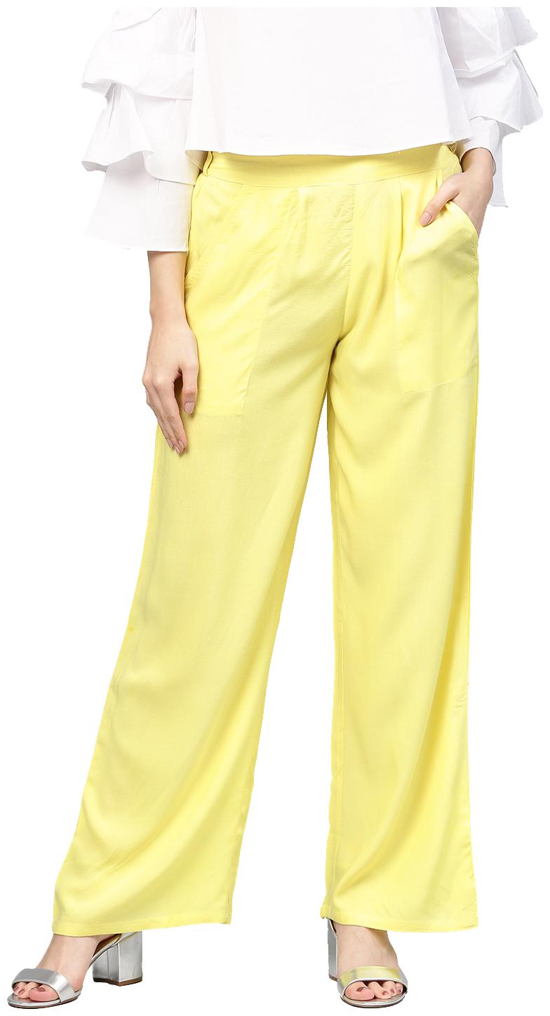 

Jaipur Kurti Yellow Solid Straight Palazzo