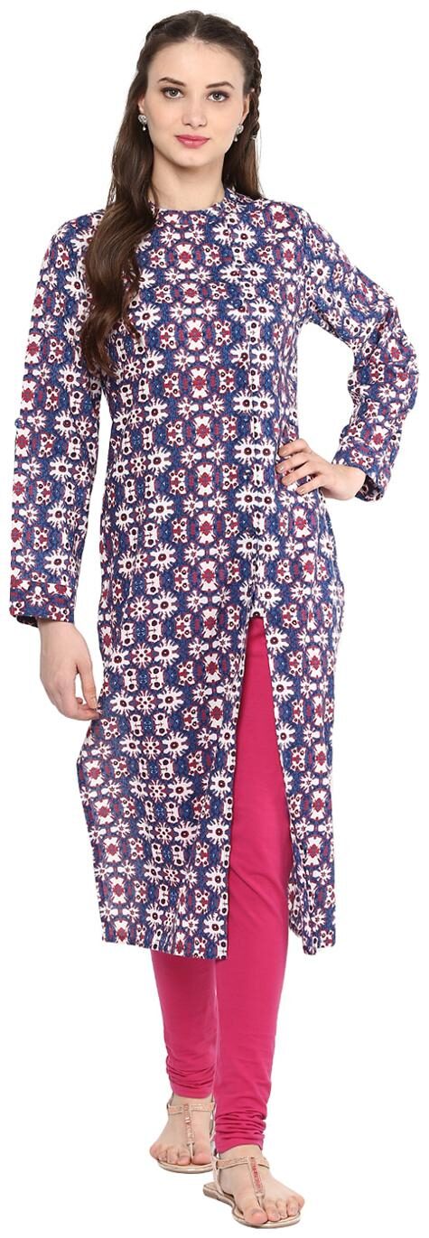 

Jaipur Kurti Women Blue Abstract Straight Kurta