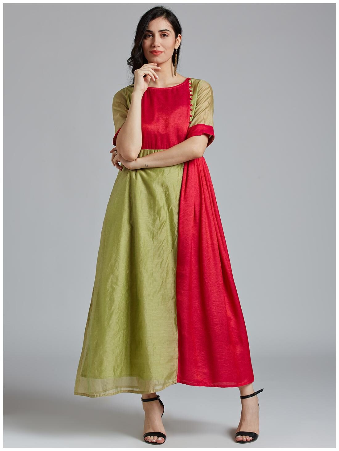 

Jaipur Kurti Women s Multicoloured Chanderi Kurti Dress