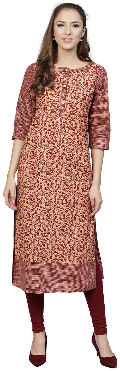 

Jaipur Kurti Women Red Floral Straight Kurta