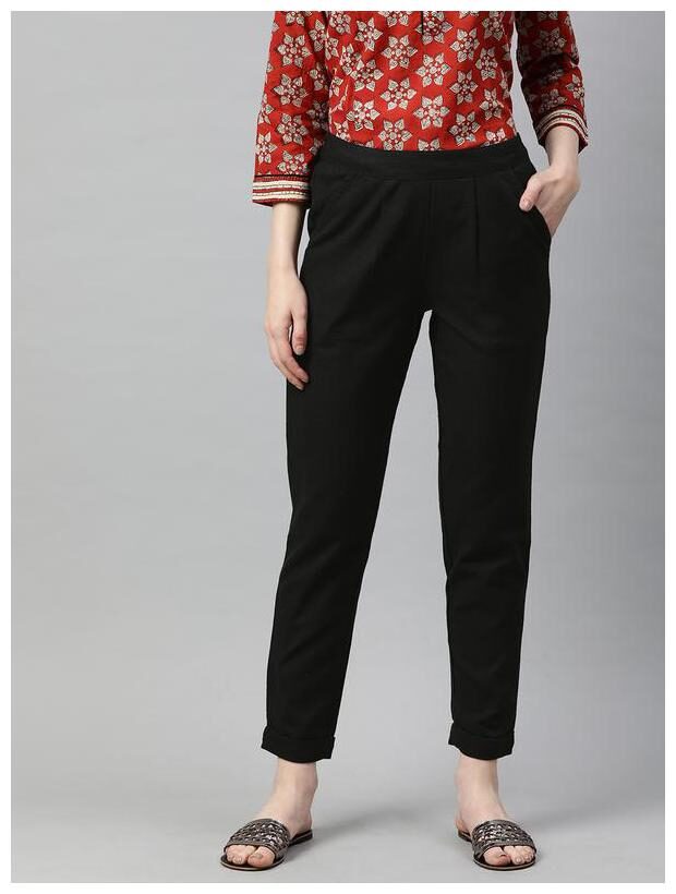 

Jaipur Kurti Women Black Regular fit Regular trousers