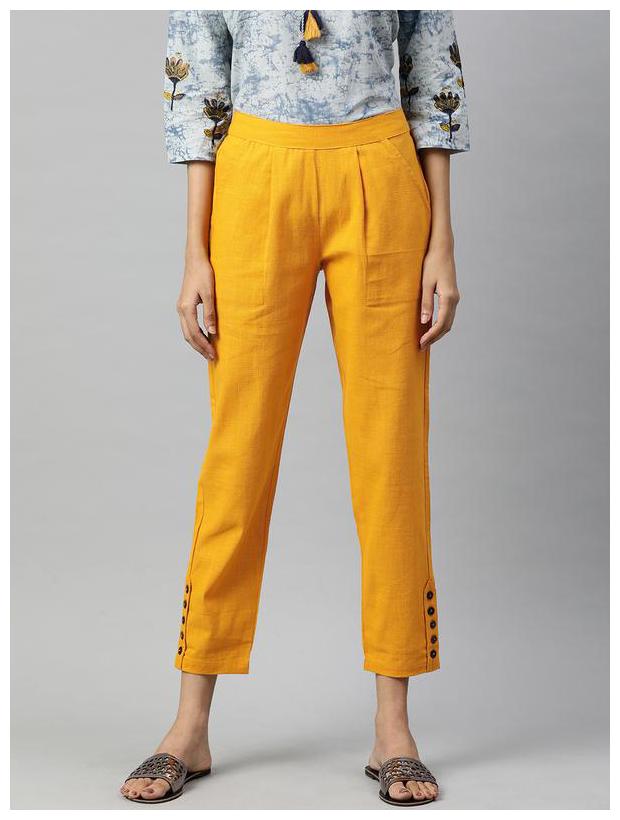 

Jaipur Kurti Women Mustard Regular fit Regular trousers
