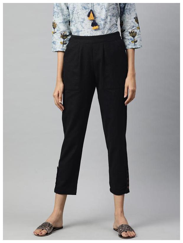 

Jaipur Kurti Women Black Regular fit Regular trousers