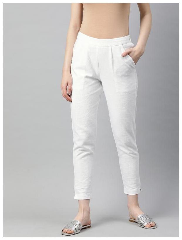

Jaipur Kurti Women White Regular fit Regular trousers