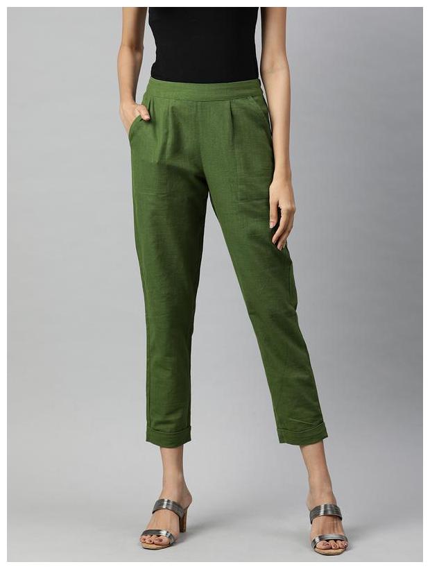 

Jaipur Kurti Women Green Regular fit Regular trousers