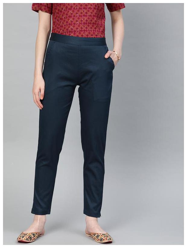 

Jaipur Kurti Women Navy Regular fit Regular trousers
