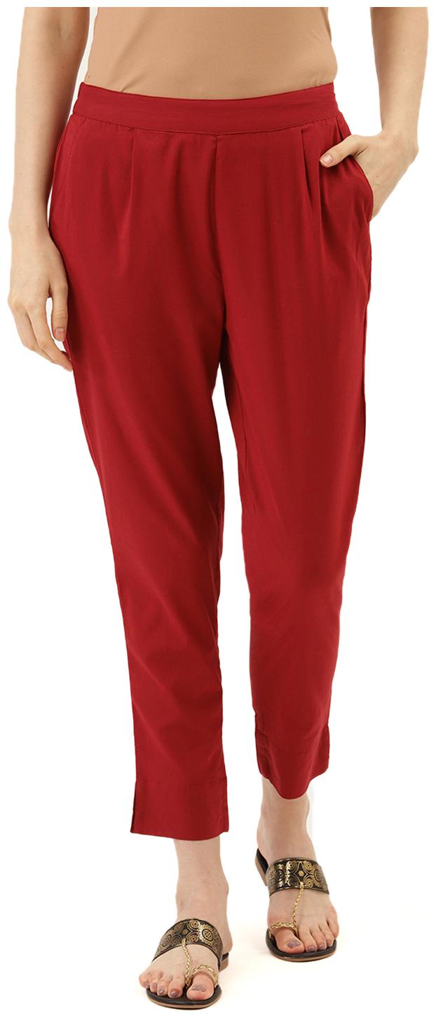 

Jaipur Kurti Women Cotton Regular Pant (Maroon)