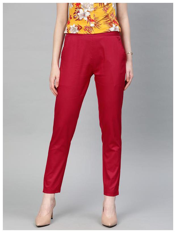 

Jaipur Kurti Women Red Regular fit Regular trousers