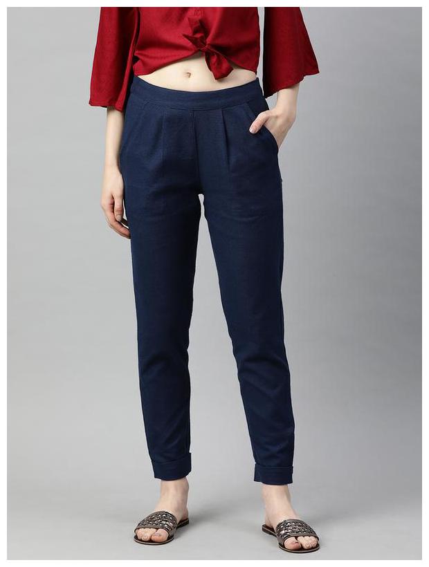 

Jaipur Kurti Women Navy Regular fit Regular trousers