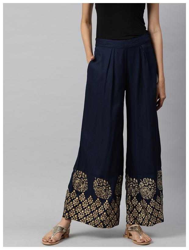 

Jaipur Kurti Blue Printed Flared Palazzo