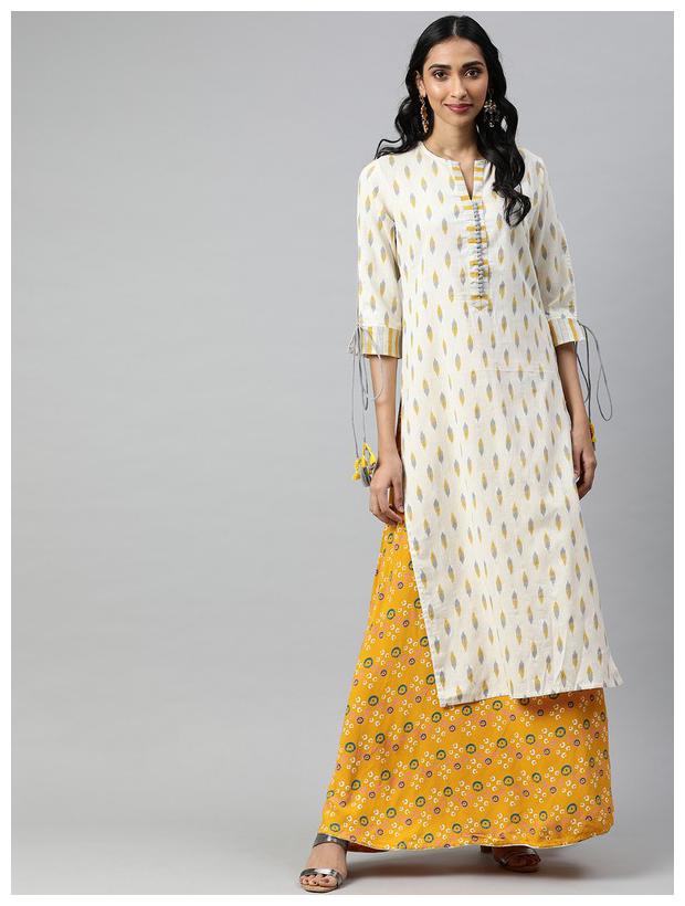 

Jaipur Kurti Women Off White Printed Straight Kurta