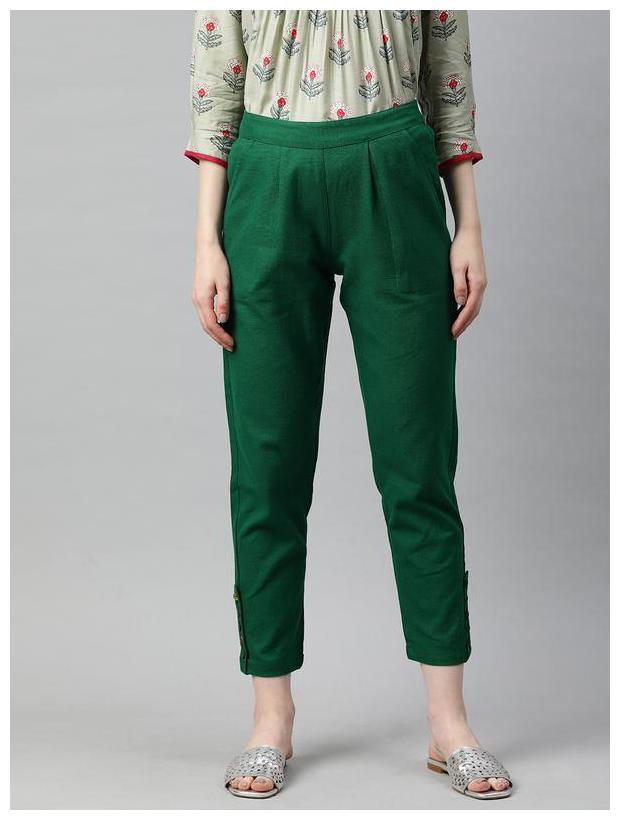 

Jaipur Kurti Women Green Regular fit Regular trousers