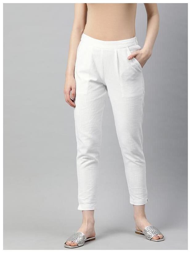 

Jaipur Kurti Women White Regular fit Regular trousers