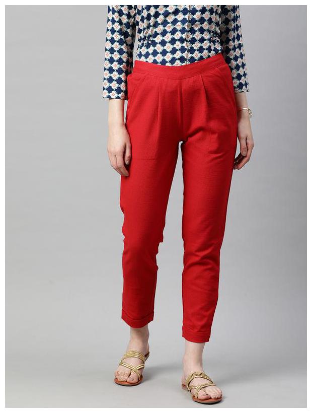 

Jaipur Kurti Women Maroon Regular fit Regular trousers