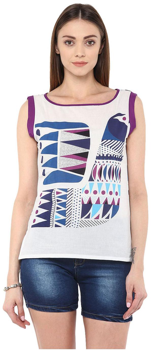 

Jaipur Kurti Women White Abstract Straight Kurti