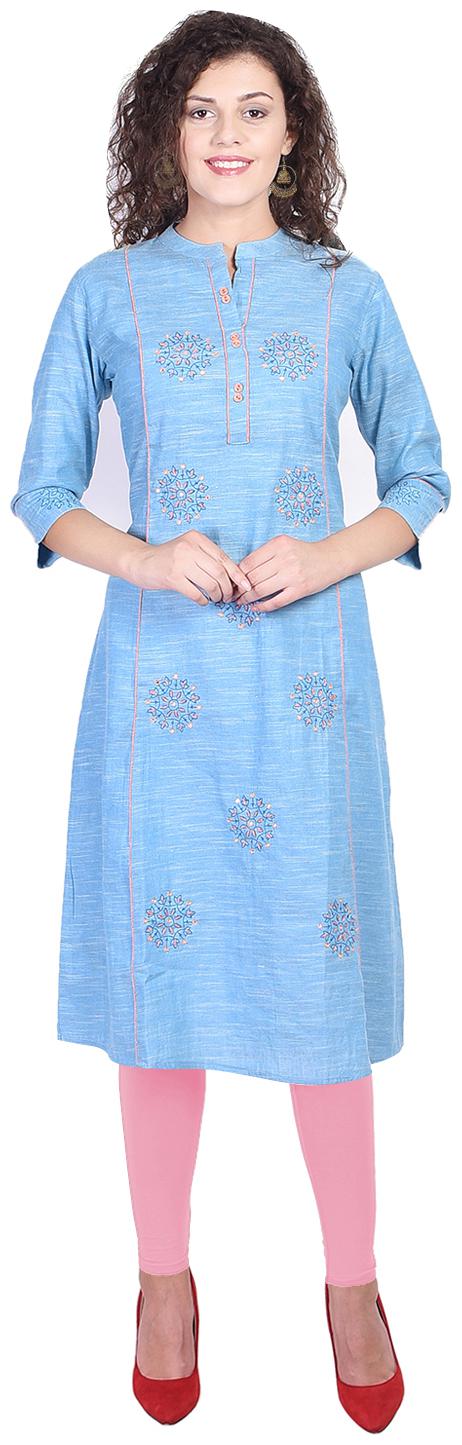

JAIPUR VIBES Women Cotton A Line Kurta -Blue