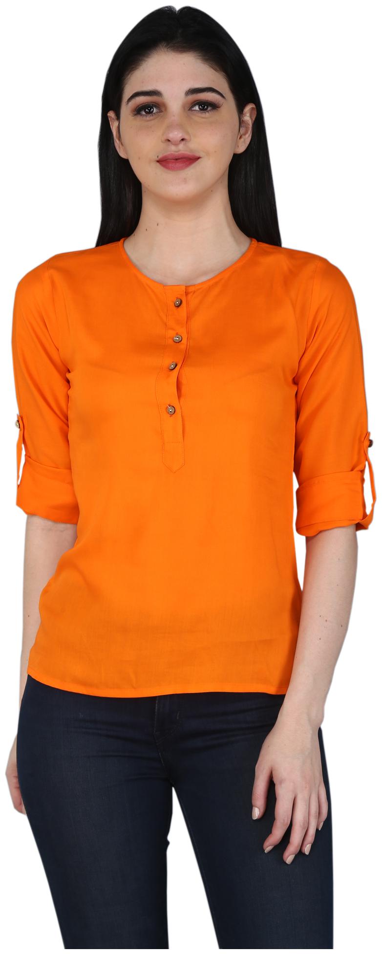

Jaipuri Shop Women Solid Regular top - Orange