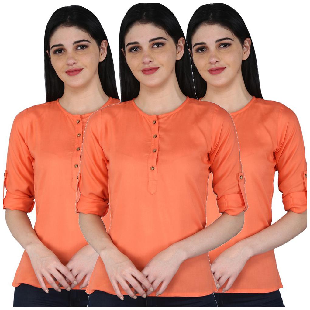 

Jaipuri Shop Women Solid Regular top - Peach