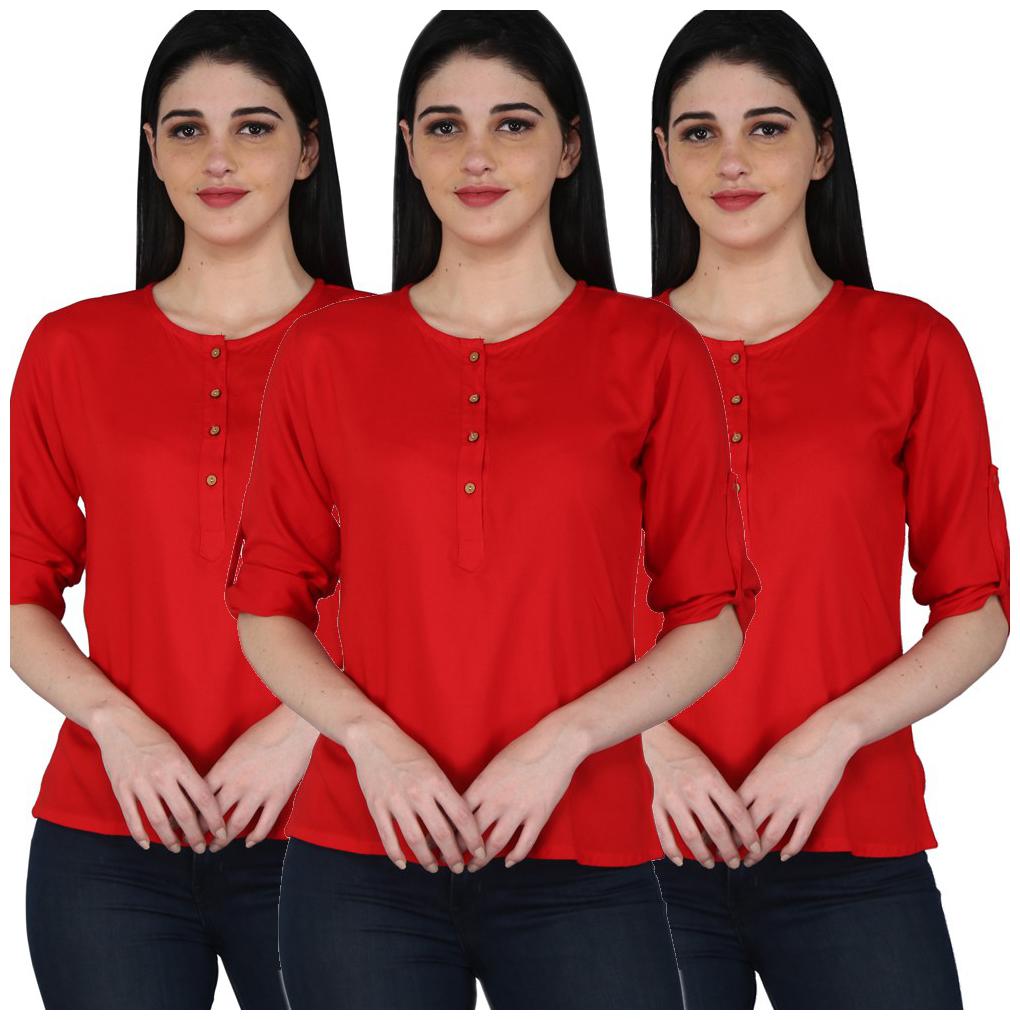 

Jaipuri Shop Women Solid Regular top - Red