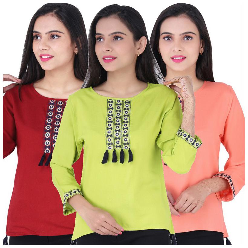 

Jaipuri Shop Women Embroidered Regular top - Multi