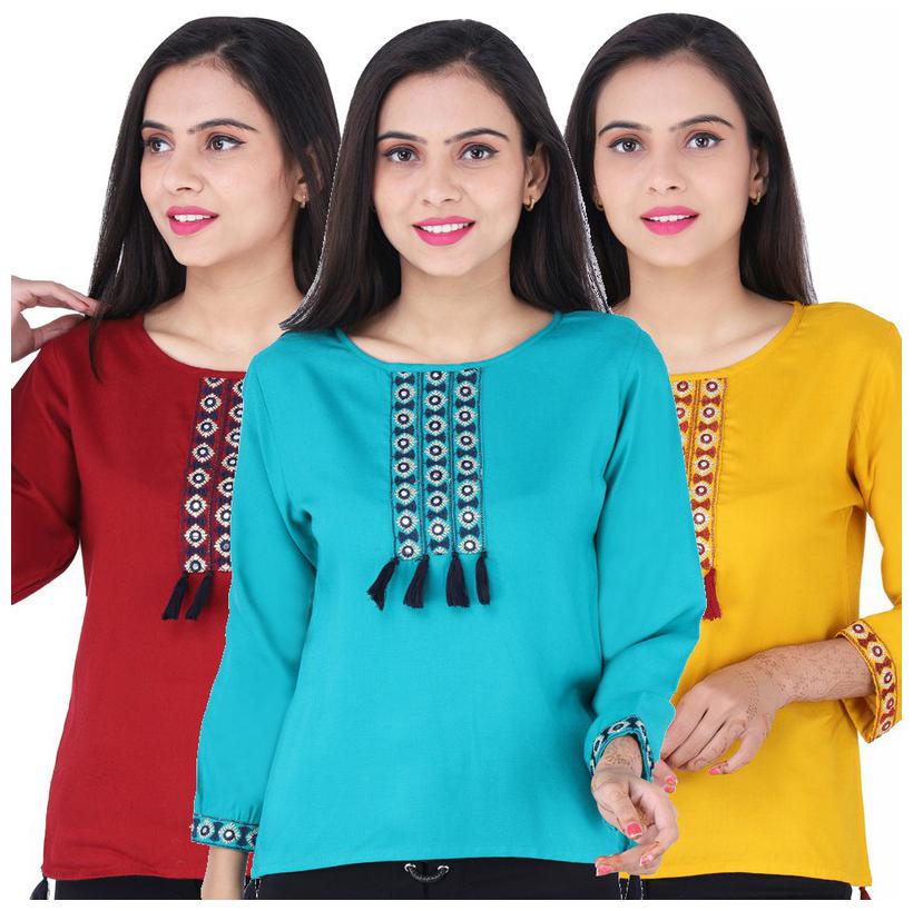 

Jaipuri Shop Women Embroidered Regular top - Multi