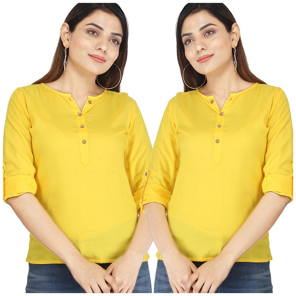 

Jaipuri Shop Women Solid Regular top - Yellow