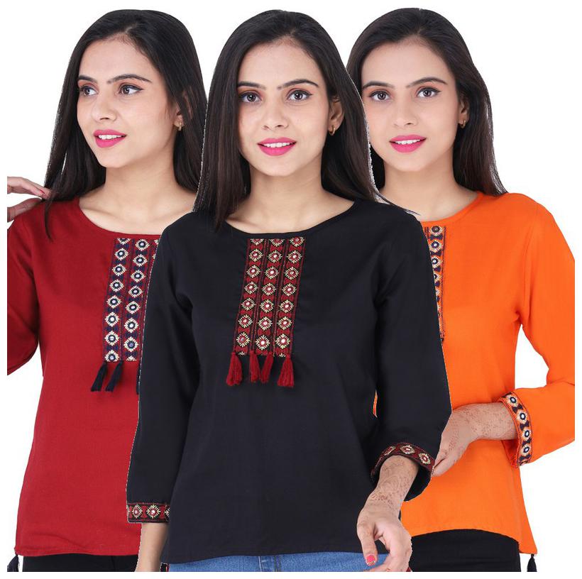 

Jaipuri Shop Women Embroidered Regular top - Multi