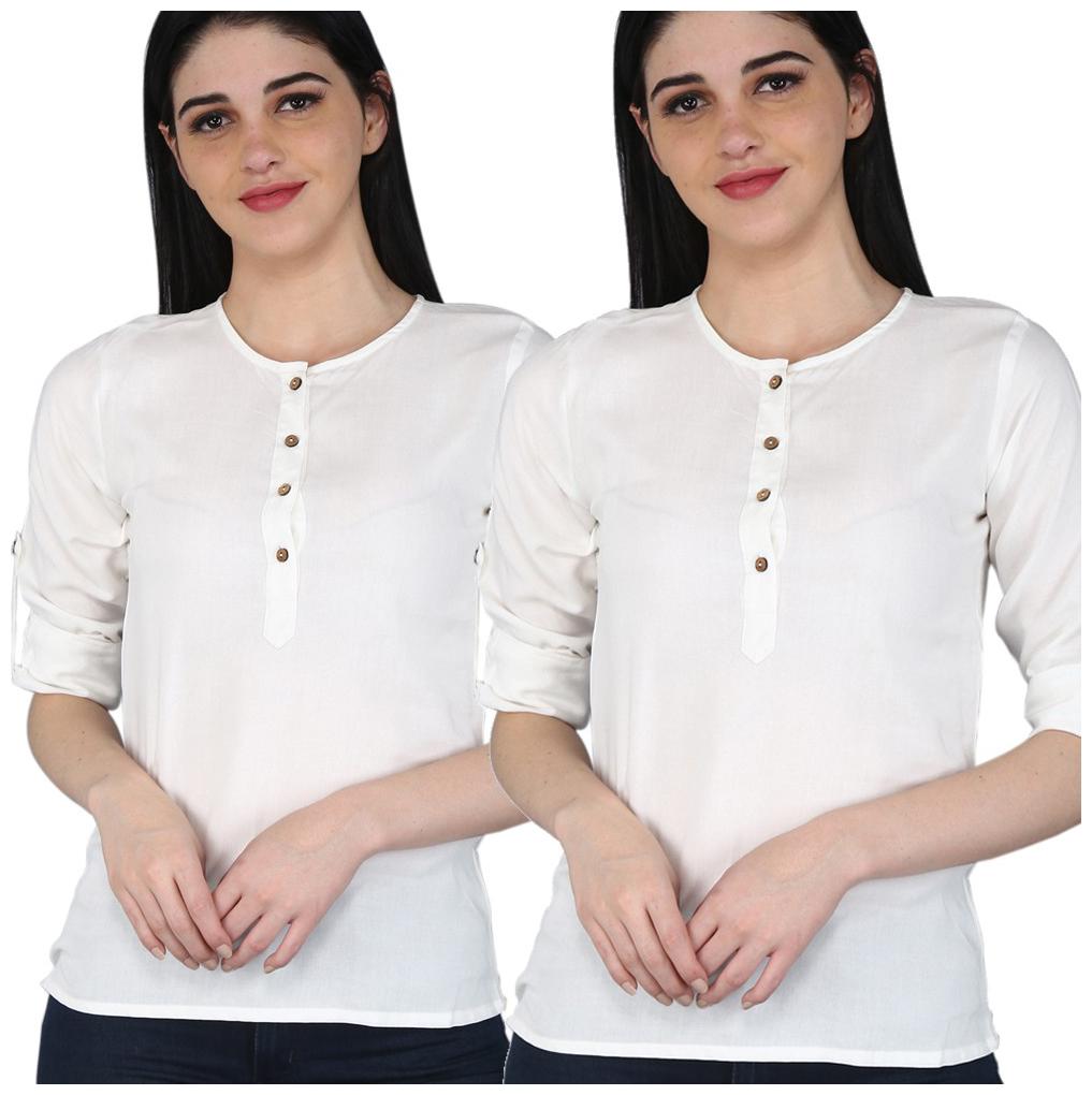 

Jaipuri Shop Women Solid Regular top - White