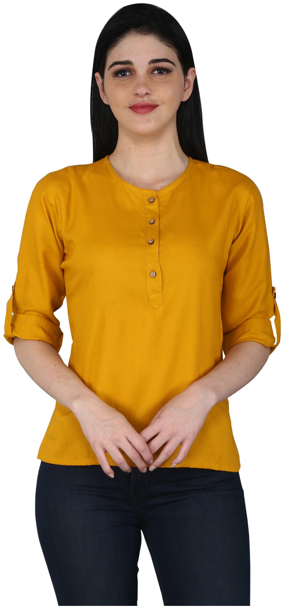 

Jaipuri Shop Women Solid Regular top - Yellow