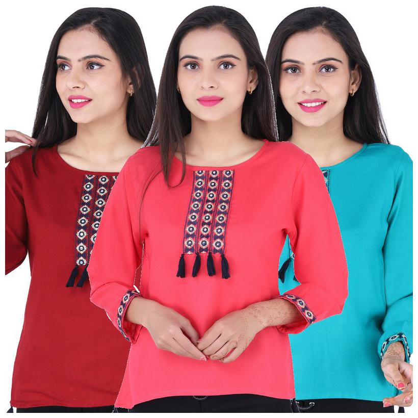 

Jaipuri Shop Women Embroidered Regular top - Multi