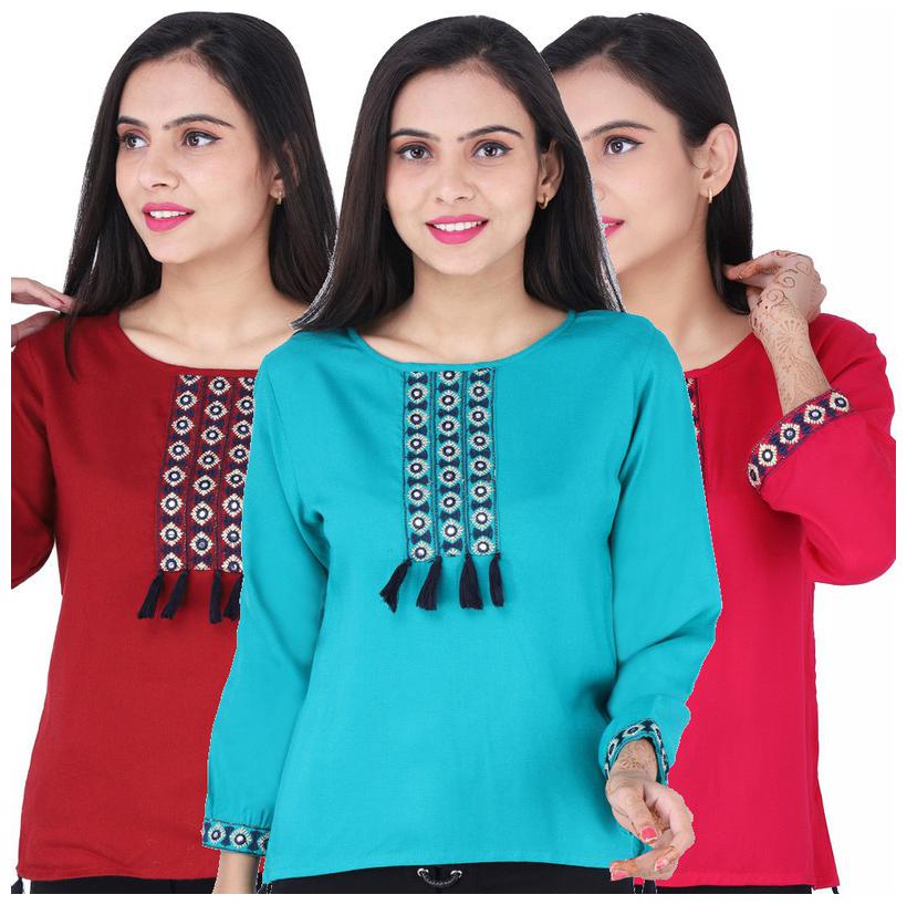 

Jaipuri Shop Women Embroidered Regular top - Multi