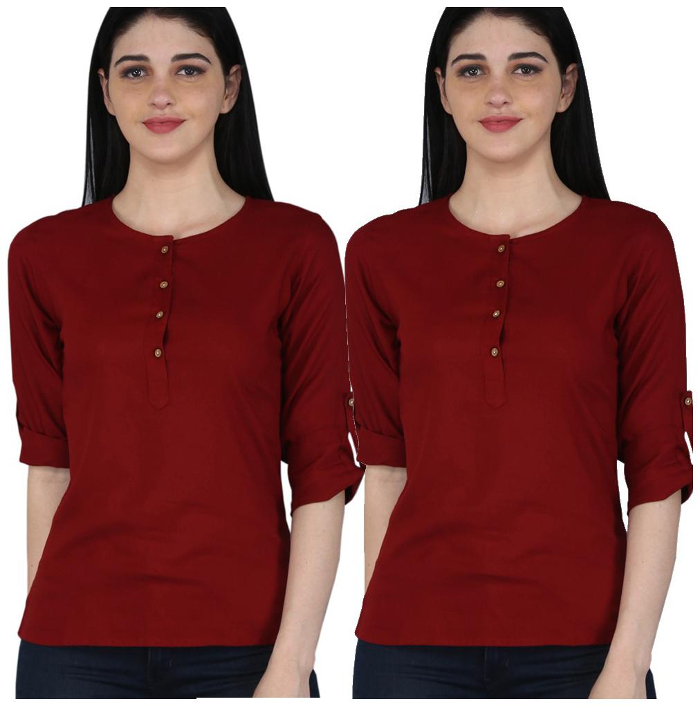 

Jaipuri Shop Women Solid Regular top - Maroon