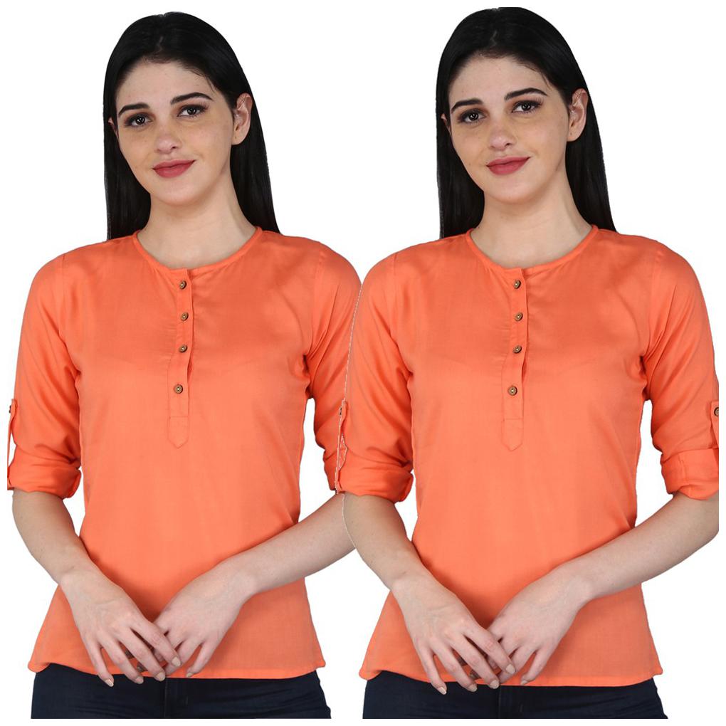 

Jaipuri Shop Women Solid Regular top - Peach