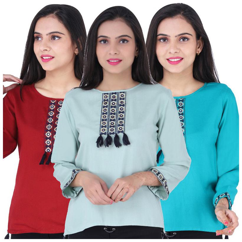 

Jaipuri Shop Women Embroidered Regular top - Multi