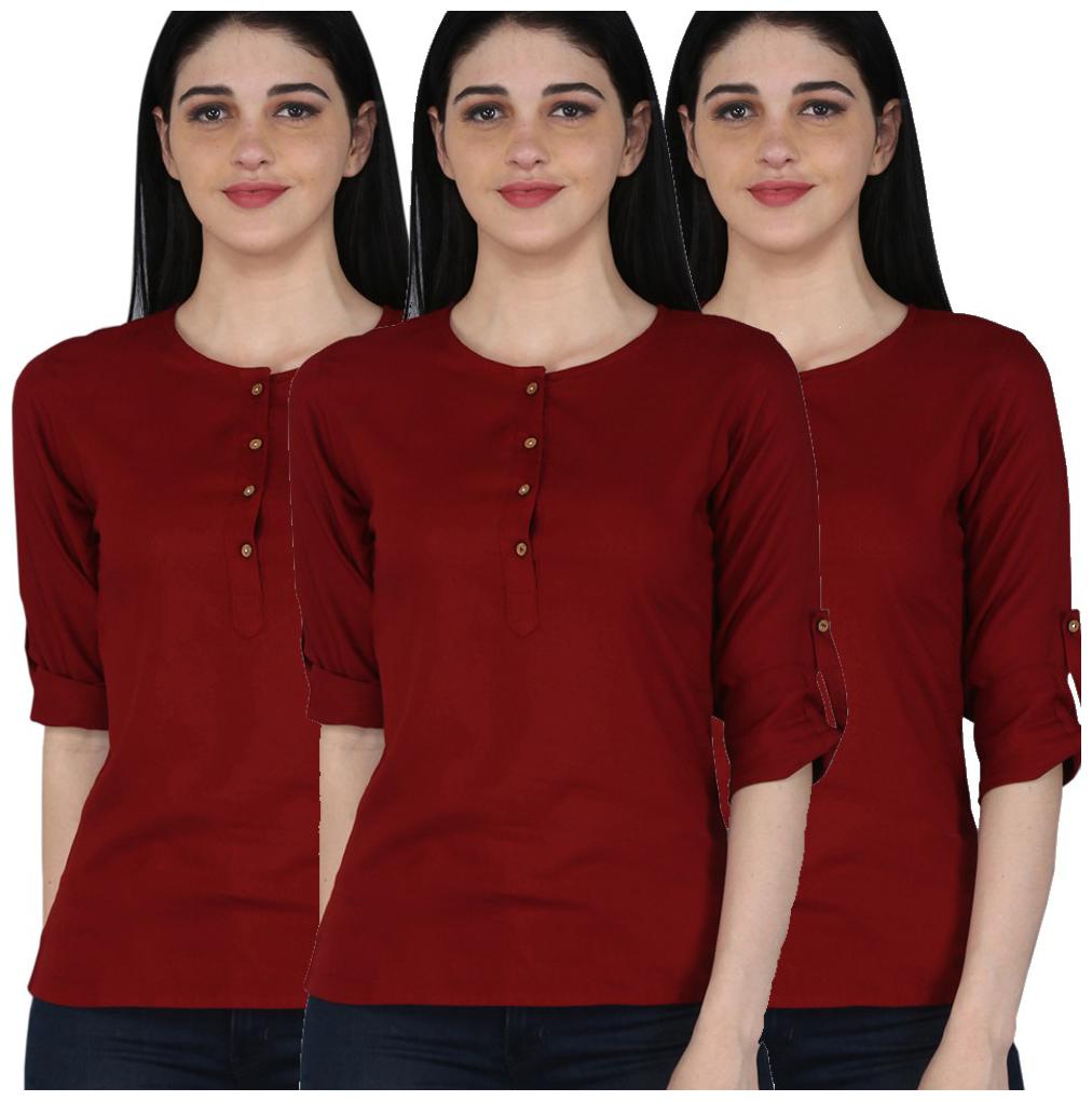 

Jaipuri Shop Women Solid Regular top - Maroon