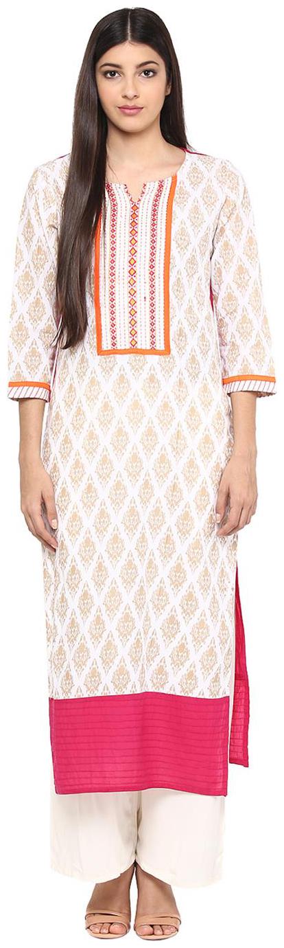 

Jaipur Kurti Cotton Off-White Embroidered Kurta And Palazzo Set